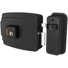 FECHADURA ELETRICA CILINDRO 80MM ABRE PARA DENTRO EXTERNA PRETO FOSCO