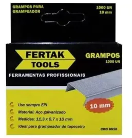 GRAMPO PARA GRAMPEADOR 10 MM 1000 UNIDADE FERTAK