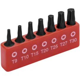 JOGO DE PONTEIRAS BITS 7 PEAS TORX  1 X 25.4MM SEXTAVADO 1/4 WORKER 493163