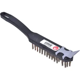 ESCOVA DE AO CABO PLASTICO 4 FILEIRAS COM RASPADOR WORKER