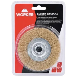 ESCOVA DE AO LATONADO CIRCULAR 3*  76.20 MM WORKER 936049