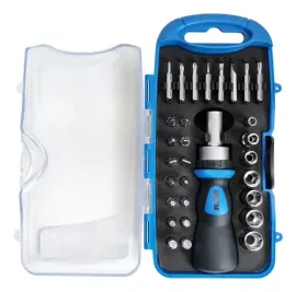 JOGO DE CHAVE SOQUETE TIPO CANHO CATRACA E PONTAS BITS PHILIPS E FENDA GUEPAR 861-46487