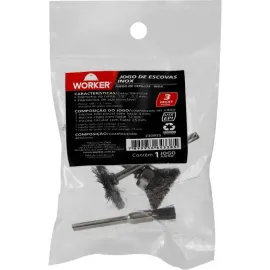 JOGO DE ESCOVA DE AO INOX 3 PEAS 4 MM 1/8 3.2 MM  WORKER 230935