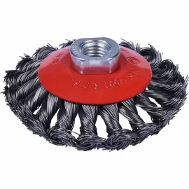 ESCOVA DE AO CARBONO TRANADA COPO CONICA COM ROSCA M 14 X 4* TAMANHO 101.60 MM WORKER 982105