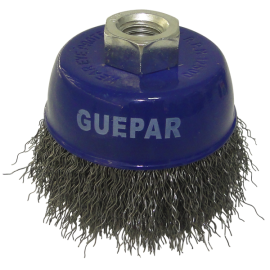 ESCOVA DE AO COPO ONDULADA COM ROSCA M 14 X 2 MM TAMANHO 65 MM FIO 0,3MM GUEPAR 861-42939