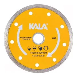 DISCO DE CORTE DIAMANTADO LISO 110 X 20 MM AMARELO KALA