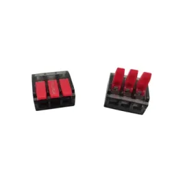 CONECTOR EMENDA 3 FIOS 0,5-6MM 40A COR PRETO TRANSPARENTE DECORLUX PARECIDO WAGO