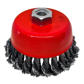 ESCOVA DE AO CARBONO TRANADO COPO COM ROSCA M 14 X 4*  TAMANHO 101.60 MM WORKER 936219