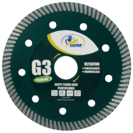 DISCO DE CORTE DIAMANTADO TURBO SECO PORCELANATO G3 110MM 4.3/8 GUEPAR 861-48498