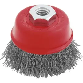 ESCOVA DE AO CARBONO COPO COM ROSCA M 14 X 3* TAMANHO 76.20 MM WORKER 982024