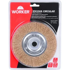 ESCOVA CIRCULAR ONDULADO AO CARBONO LATONADO 6 X 152,4MM WORKER 936464