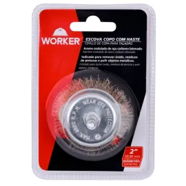 ESCOVA DE AO LATONADO CIRCULAR TRANADO COM HASTE COPO TAMANHO 3* 76.20 MM WORKER 936022