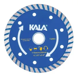 DISCO DE CORTE DIAMANTADO TURBO 110 X 20 MM AZUL KALA 139270